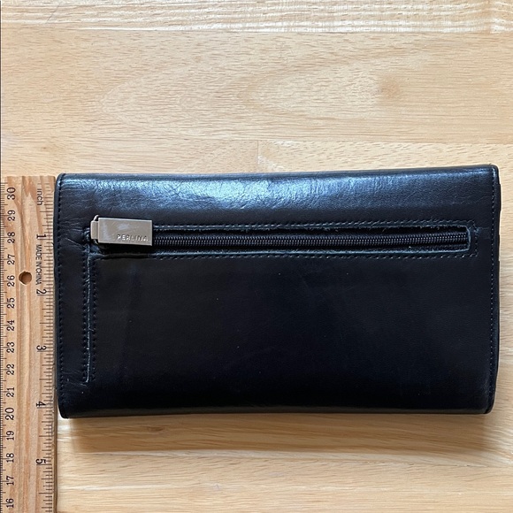 Vintage Perlina Black Leather clutch Wallet with check book holder - Picture 10 of 11